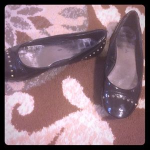 Black Ballet Slipper Shoes with stud detail